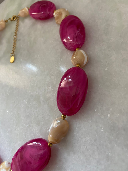 Fuchsia & Crème Statement Ketting