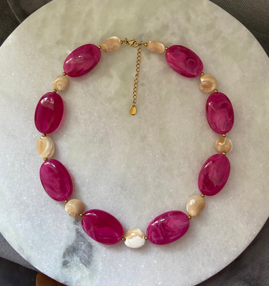 Fuchsia & Crème Statement Ketting