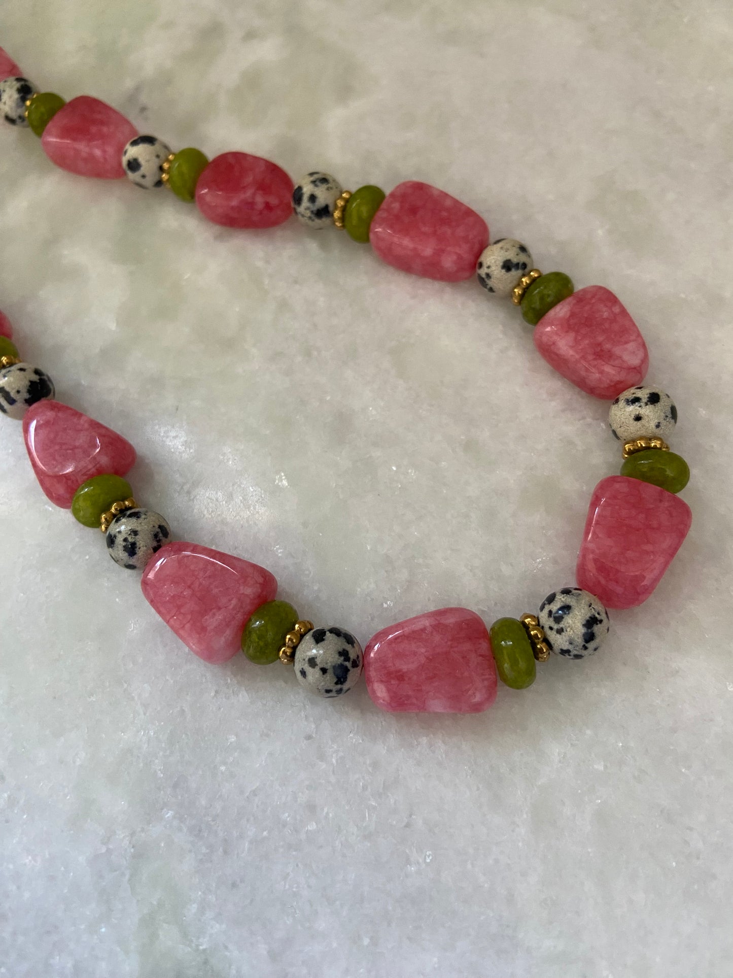 Natuurstenen Ketting Roze & Groen