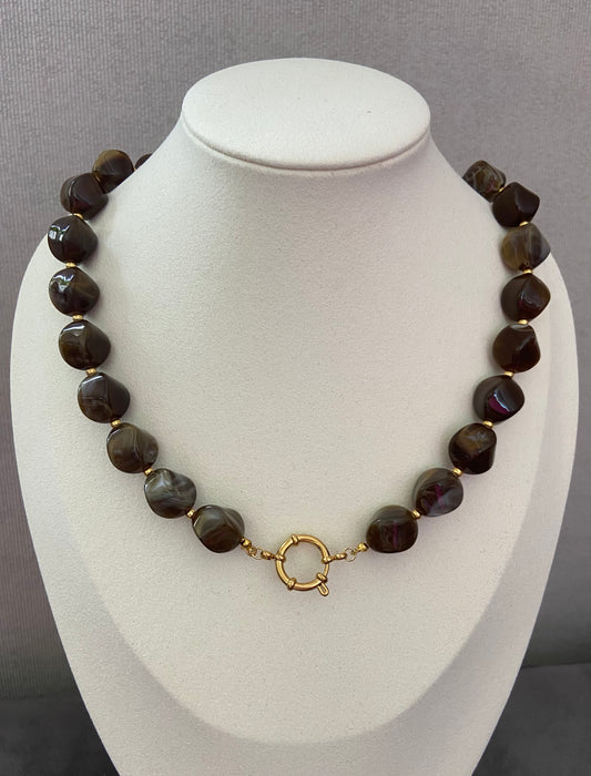Bruine Smokey Marble Acryl Kralenketting