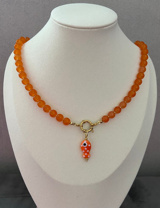 Orange Bliss – Glaskralen Ketting