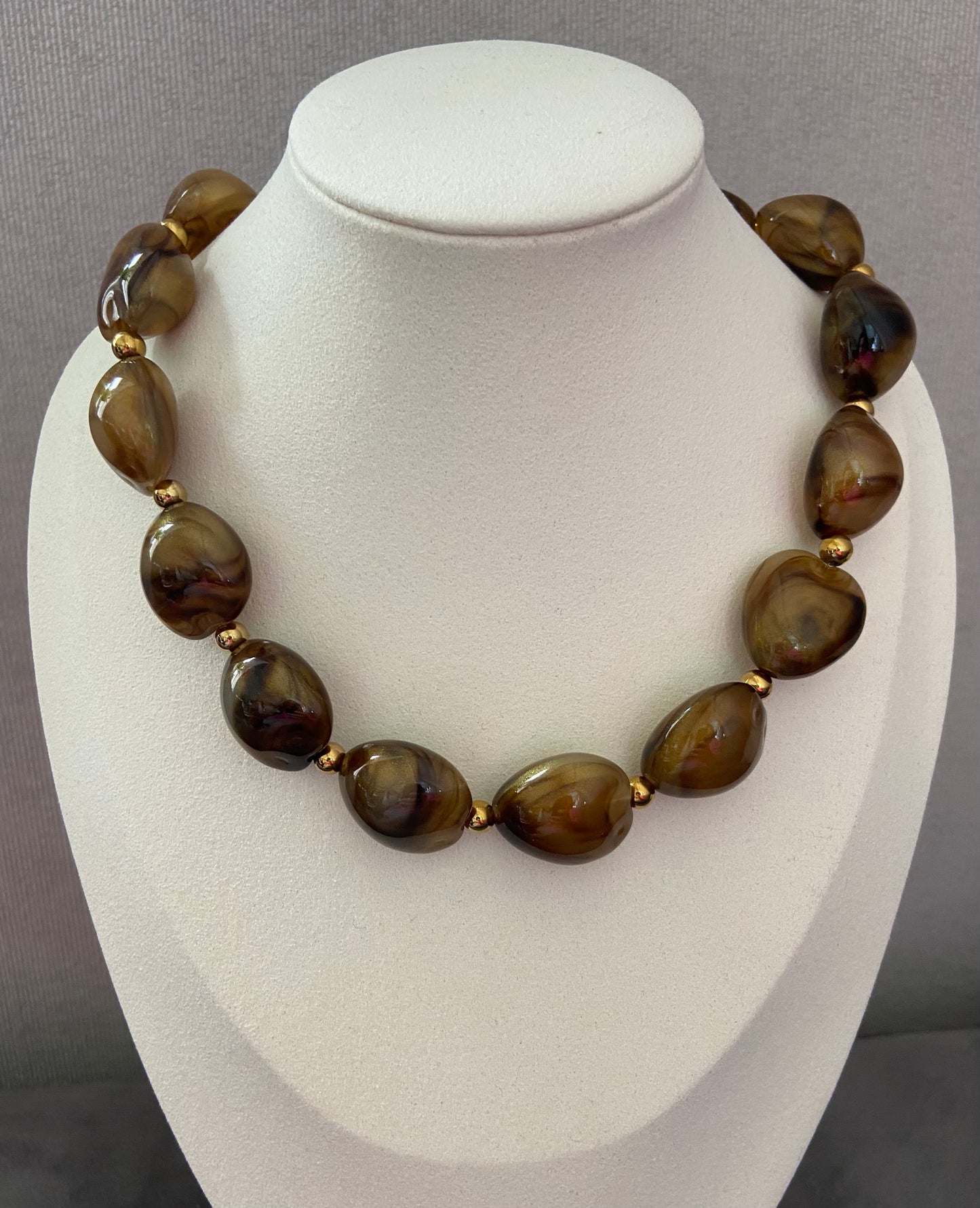 Bruine Marble Acryl Kralenketting